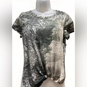 Christopher & Banks Green Paisley Short Sleeve Blouse Women’s Size S